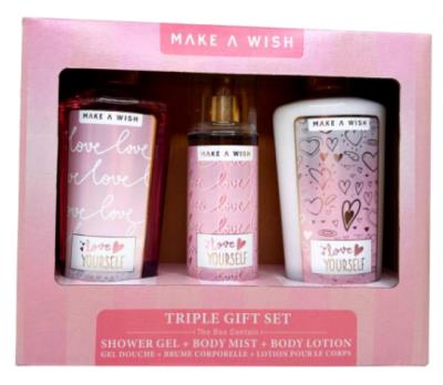 A9851 : Make wish A9851 : Hygiène et santé - Savons et gels douche - Ens Love (gel-brume-lotion) MAKE WISH,ens LOVE (gel-brume-lotion),6 UN (150-275 ML)