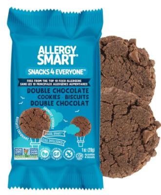 CB0055 : Allergy smart CB0055 : Déjeuner et collations - Barres tendres - Biscuit Dble Choco. ALLERGY SMART, BISCUIT DBLE CHOCO., 12 x (6 x 28g)