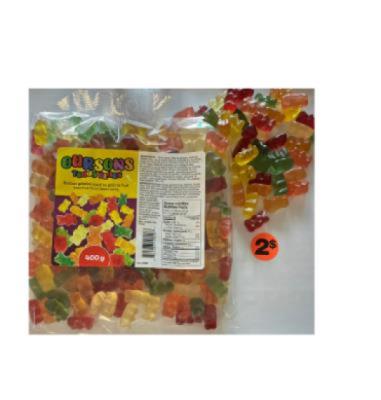 CG309-OU : Oursons CG309-OU : Confiseries - Bonbons - Fruits OURSONS , fruits , 30 X 400 G