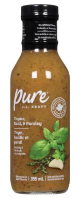 CH9602 : Kraft CH9602 : Huiles et vinaigres - Huile - Pure Vinaigret. Thim & Basilic KRAFT, PURE VINAIGRET. thim & basilic, 12 x 355 ML