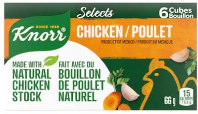 CS2144 : Knorr CS2144 : Confiseries - Chocolat - Cubes Poulet (6 Un) KNORR , cubes POULET (6 un) , 144 UN : 6X24X66G