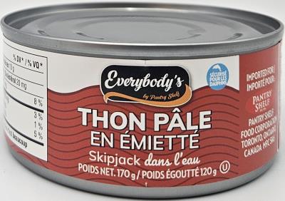 P0071-OU : Everybody's P0071-OU : Conserves et bocaux - Viandes - Thon PÂle Emmi. EVERYBODY'S,THON PÂLE EMMI. , 48 x 170G